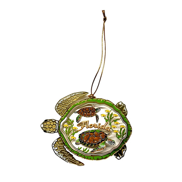 Florida Sea Turtle Ornament Color Brass Sea Marine Life Nautical Coastal Beach - Picture 5 of 8